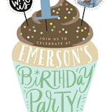 "Cupcake Topper" - Children's Birthday Party Invitations in Turquoise by Alethea and Ruth - Detail