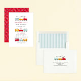 "Birthday Train" - Children's Birthday Party Invitations in Fire Hydrant by Sandra Picco Design - Assembled