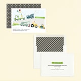 "Trucks on Parade" - Children's Birthday Party Invitations in Grass by Rebecca Bowen - Assembled
