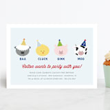 "Barnyard Crew" - Children's Birthday Party Invitations in Sky Blue by Leslie Ann Jones - Front