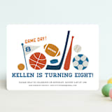 "Game Day" - Children's Birthday Party Invitations in Navy by Jessie Steury - Front