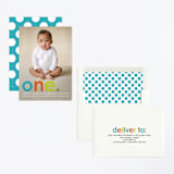 "Colorful One" - Children's Birthday Party Invitations in Teal by Denise Malacrea - Assembled