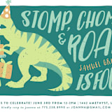 "Stomp and Chomp Dino" - Children's Birthday Party Invitations in Jungle by Joanna Griffin - Detail