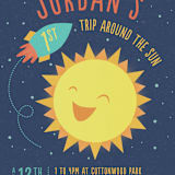 "Around the Sun" - Children's Birthday Party Invitations in Midnight by Cat Caudillo - Detail