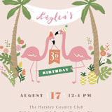 "Let's flamingle!" - Children's Birthday Party Invitations in Cotton Candy by Jennifer Wick - Detail