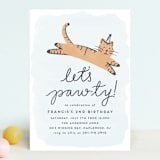 "Pawty Cat" - Children's Birthday Party Invitations in Apricot by Everett Paper Goods - Front