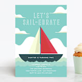 "Sail-ebrate" - Children's Birthday Party Invitations in Lagoon by Jessica Voong - Front