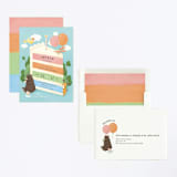 "Cake Party" - Children's Birthday Party Invitations in Sky by Shannon Chen of Four Wet Feet Studio - Assembled
