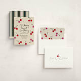"Cherries" - Children's Birthday Party Invitations in Tomato by Kelly Watkins - Assembled