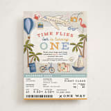 "First Class - Birthday" - Children's Birthday Party Invitations in Aqua by Meagan Griffin - Front