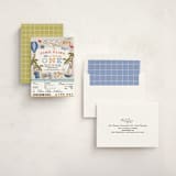 "First Class - Birthday" - Children's Birthday Party Invitations in Aqua by Meagan Griffin - Assembled