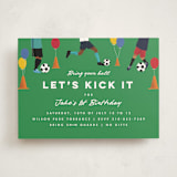 "Kick It Soccer Ball" - Children's Birthday Party Invitations in Grass by Becky Nimoy - Front
