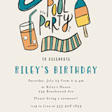 "It's a Pool Party" - Children's Birthday Party Invitations in Poolside by Kristen Knechtel - Detail