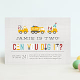 "Dig It" - Children's Birthday Party Invitations in Firetruck by Michelle Poe - Front