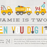 "Dig It" - Children's Birthday Party Invitations in Firetruck by Michelle Poe - Detail