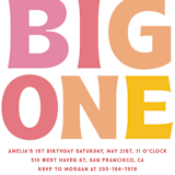 "The Big One" - Children's Birthday Party Invitations in Rose by Baumbirdy - Detail