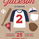 "Little Slugger" - Children's Birthday Party Invitations in Patriotic by One Swell Studio - Detail