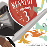 "Knight in Shining Armor" - Children's Birthday Party Invitations in Crimson by Haley Warner - Detail
