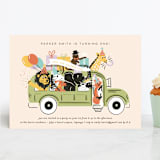 "Birthday Bus" - Children's Birthday Party Invitations in Sour Apple by Shiny Penny Studio - Front