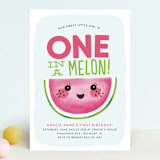 "One In A Melon" - Children's Birthday Party Invitations in Watermelon by Itsy Belle Studio - Front