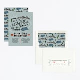 "Wild Blue Yonder" - Children's Birthday Party Invitations in Cornflower by Emily Skinner - Assembled