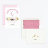 "Little Bunny" - Children's Birthday Party Invitations in Carnation by Michelle Taylor - Assembled