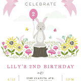 "Little Bunny" - Children's Birthday Party Invitations in Carnation by Michelle Taylor - Detail