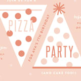 "Pizza Party Hat" - Children's Birthday Party Invitations in Coral by Lauren Chism - Detail