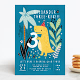 "Three-Rex" - Children's Birthday Party Invitations in Jungle by Cindy Chu - Front