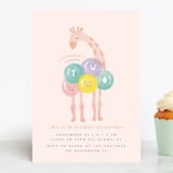 "Giraffe and Balloons" - Children's Birthday Party Invitations in Blush by iamtanya - Front