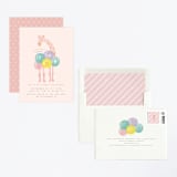 "Giraffe and Balloons" - Children's Birthday Party Invitations in Blush by iamtanya - Assembled