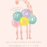 "Giraffe and Balloons" - Children's Birthday Party Invitations in Blush by iamtanya - Detail