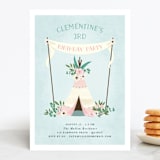 "Boho teepee" - Children's Birthday Party Invitations in Ballet Slipper by Paula Pecevich - Front
