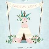 "Boho teepee" - Children's Birthday Party Invitations in Ballet Slipper by Paula Pecevich - Detail