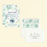 "Bounce into a birthday" - Children's Birthday Party Invitations in Aquamarine by Heather Francisco - Assembled