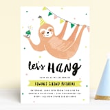 "Party Sloth" - Children's Birthday Party Invitations in Emerald by Melissa Egan of Pistols - Front