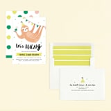 "Party Sloth" - Children's Birthday Party Invitations in Emerald by Melissa Egan of Pistols - Assembled
