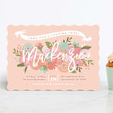"Blooming Peonies" - Children's Birthday Party Invitations in Peach by Jennifer Wick - Front