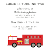 "firehouse" - Children's Birthday Party Invitations in Firetruck by Julee London - Detail