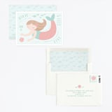 "Sweet Mermaid" - Children's Birthday Party Invitations in Coral by Angela Thompson - Assembled