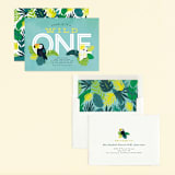 "Jungle Birds" - Children's Birthday Party Invitations in Carribean by Itsy Belle Studio - Assembled