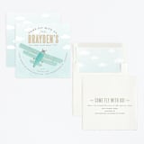 "Come Fly with Us" - Children's Birthday Party Invitations in Teal by Karidy Walker - Assembled