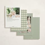 "One Happy Camper" - Children's Birthday Party Invitations in Sage by Creo Study - Back of Card Options