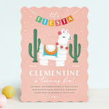 "Llama Piñata" - Children's Birthday Party Invitations in Strawberry by Jennifer Lew - Front