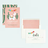 "Llama Piñata" - Children's Birthday Party Invitations in Strawberry by Jennifer Lew - Assembled