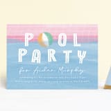 "Bobbing Beachball" - Children's Birthday Party Invitations in Cotton Candy by Beth Murphy - Front