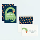 "Arched Dinosaur" - Children's Birthday Party Invitations in Leaf by Kacey Kendrick Wagner - Assembled
