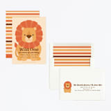 "Wild Lion" - Children's Birthday Party Invitations in Sand by Kacey Kendrick Wagner - Assembled