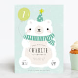 "Polar Party" - Children's Birthday Party Invitations in Aqua Green by Itsy Belle Studio - Front