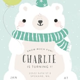 "Polar Party" - Children's Birthday Party Invitations in Aqua Green by Itsy Belle Studio - Detail